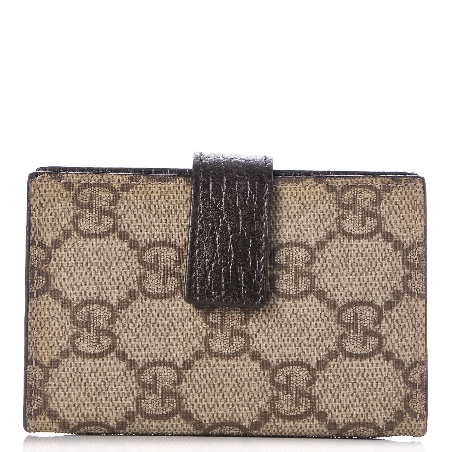Gucci Monogram GG Plus Avel Card Holder Wallet Beige Ebony Cocoa 1 of 8