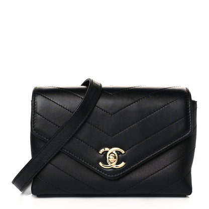 Chanel Calfskin Chevron Stitched Waist Belt Bag Black 1 of 10