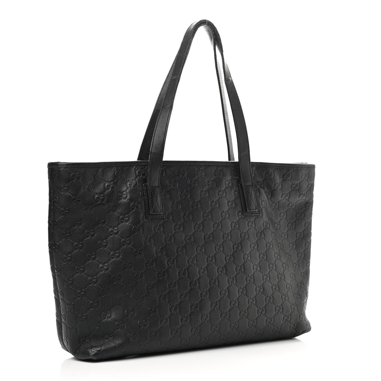 Guccissima Medium Zippered Shopping Tote Black