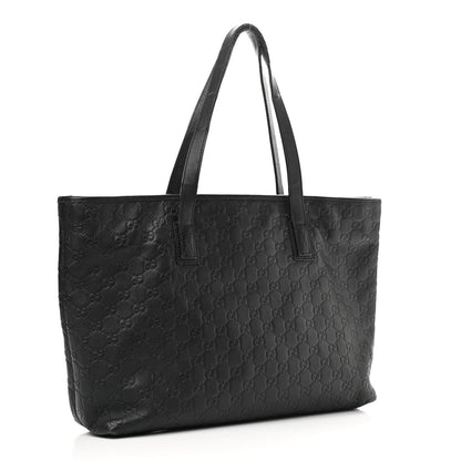 Gucci Guccissima Medium Zippered Shopping Tote Black 2 of 12
