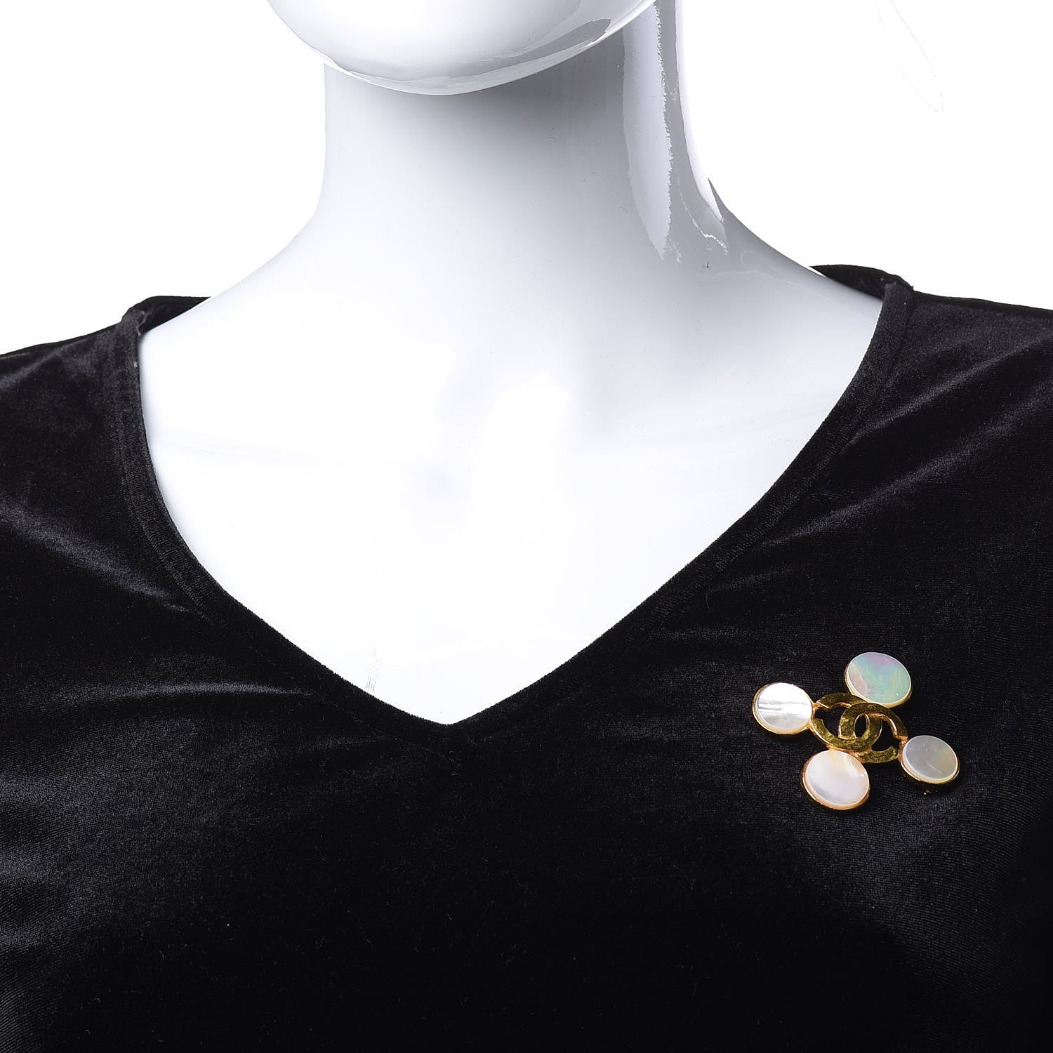 Chanel Mother of Pearl CC Brooch Gold 2 of 6