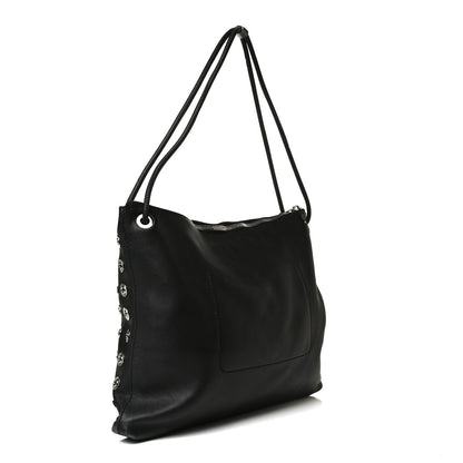 Burberry Calfskin Medium Eyelet Hobo Black 2 of 18