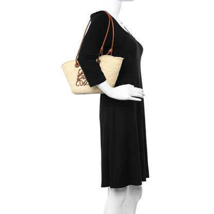 Loewe Calfskin Raffia Small Anagram Basket Tote Bag Natural Tan 2 of 9