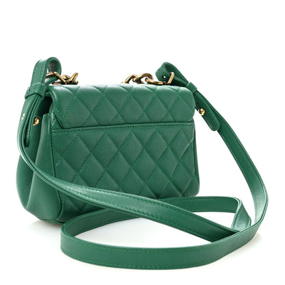 Chanel Shiny Sheepskin Quilted Mini Trapezio Flap Green 3 of 11