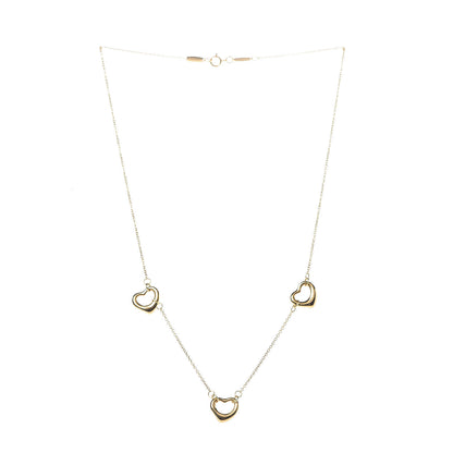 Tiffany 18K Yellow Gold Elsa Peretti 3 Open Heart Station Necklace 3 of 8