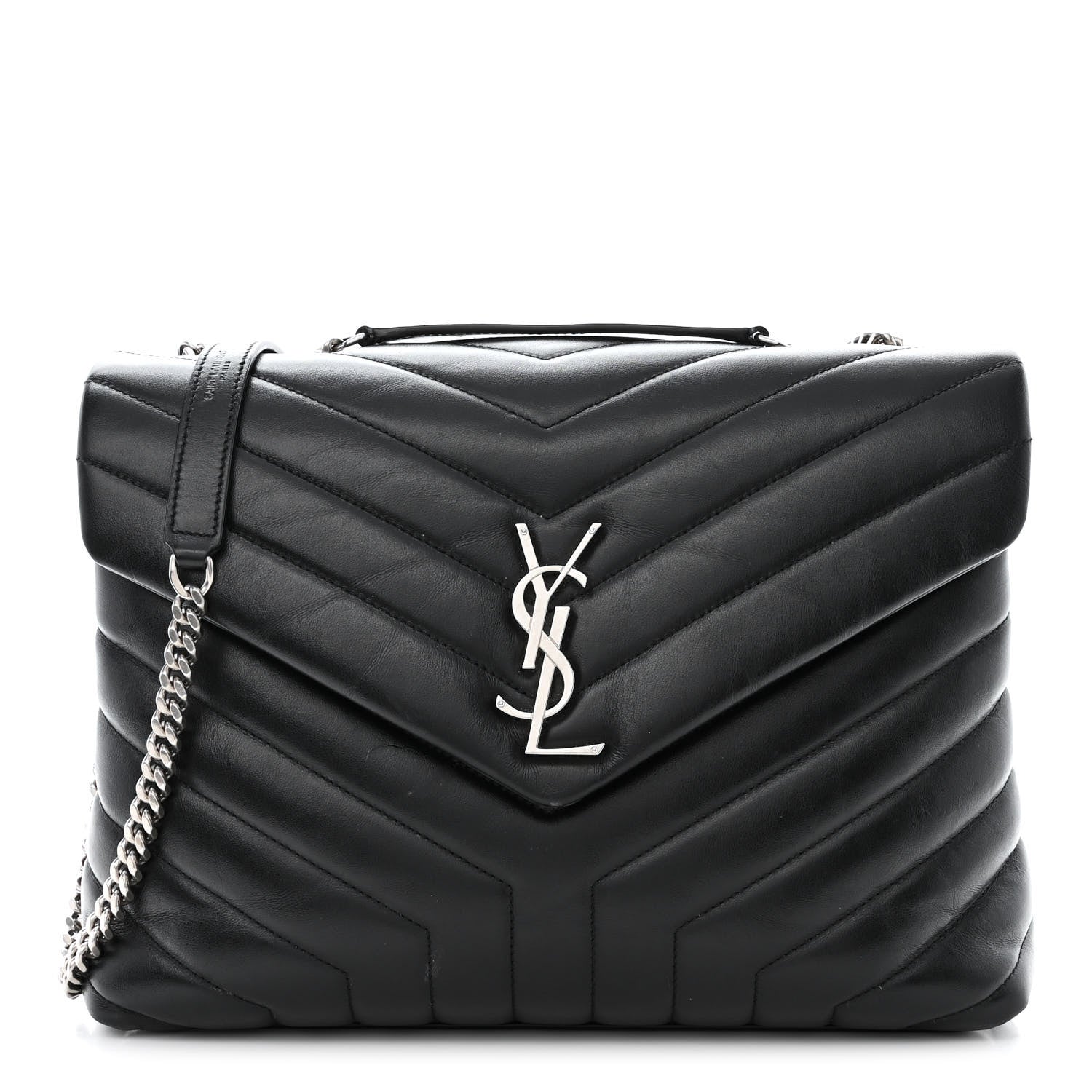 Saint Laurent Calfskin Y Quilted Monogram Medium Loulou Chain Satchel Black 1 of 12