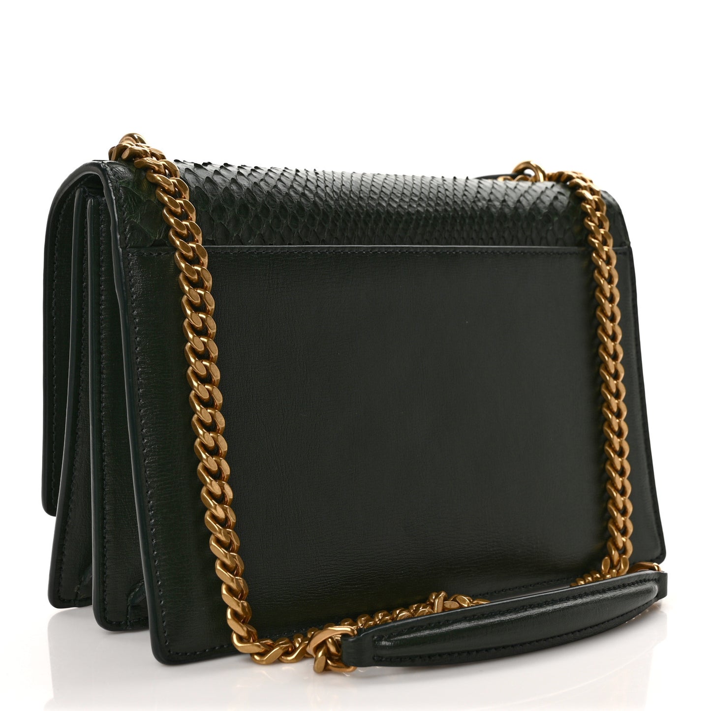 Calfskin Snakeskin Suede Medium Monogram Sunset Vert Fonce