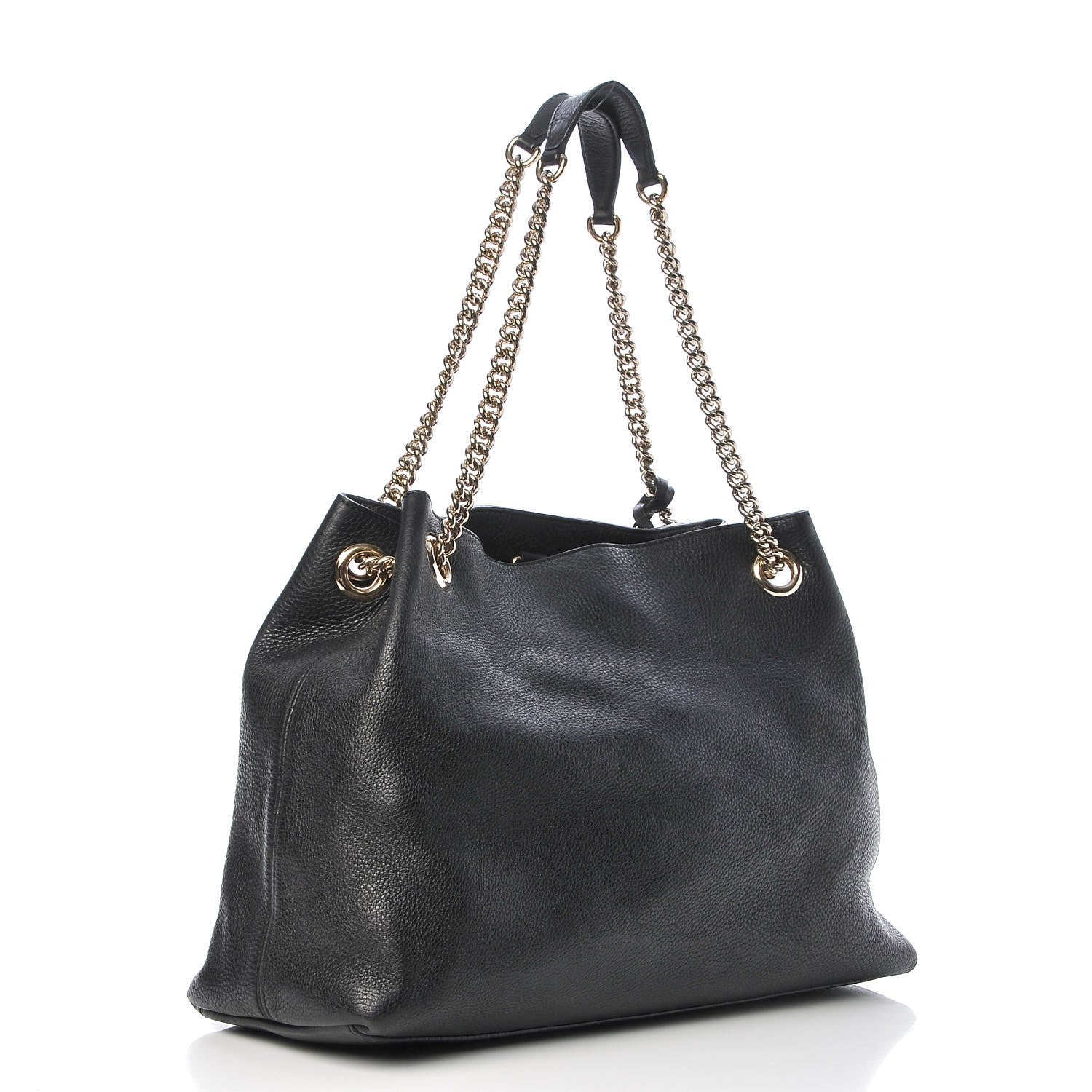 Gucci Pebbled Calfskin Medium Soho Chain Shoulder Bag Black 3 of 9