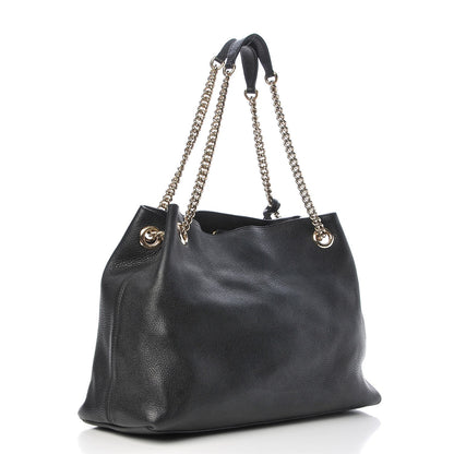 Gucci Pebbled Calfskin Medium Soho Chain Shoulder Bag Black 3 of 9