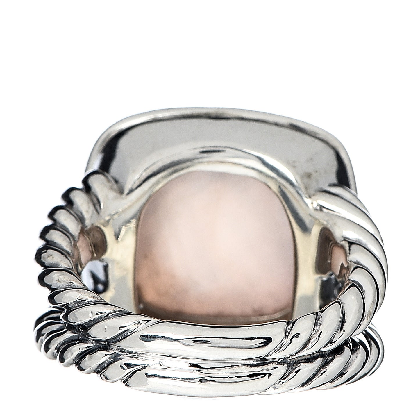 Sterling Silver Diamond Rose Quartz 14mm Albion Ring 54 7