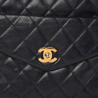 Chanel Caviar Quilted Flap Shoulder Bag Navy Blue 10 of 10