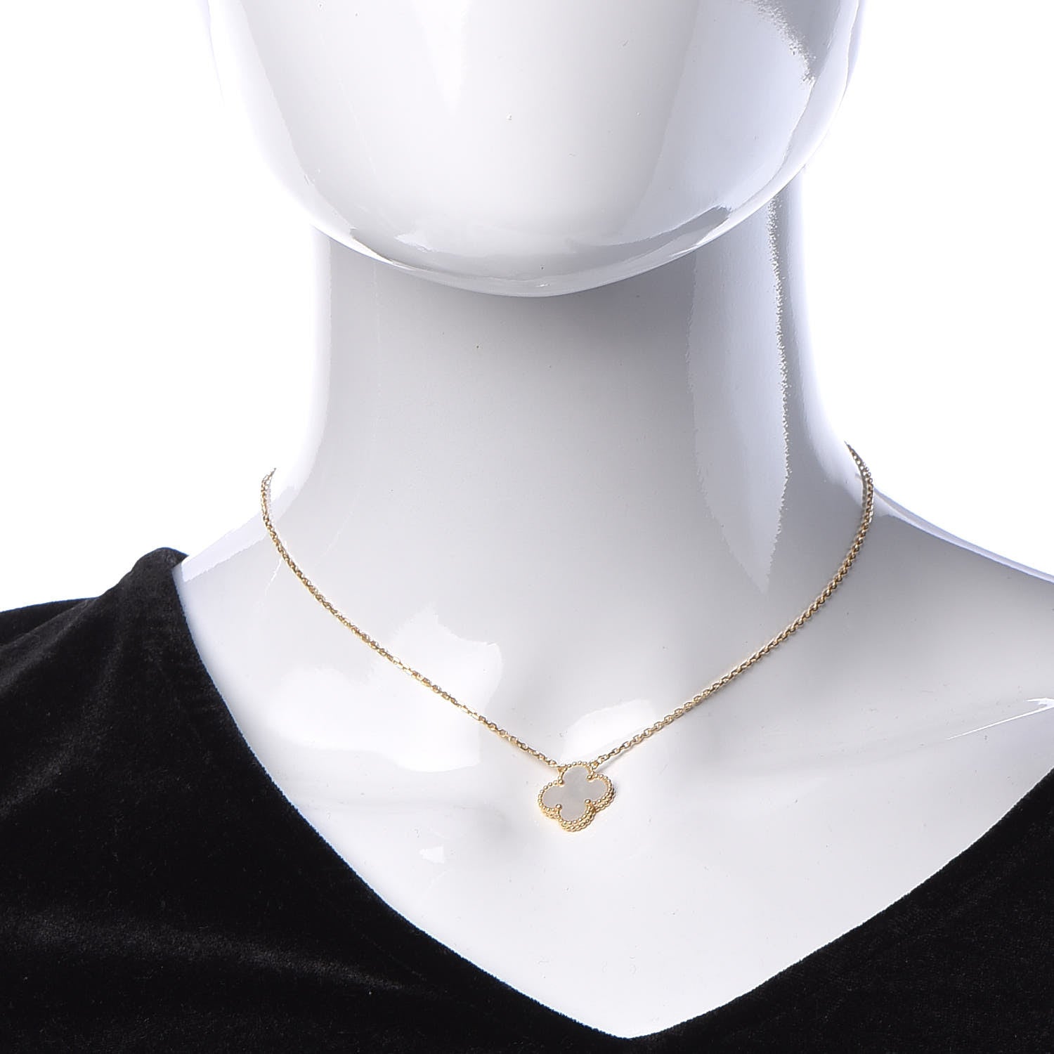 Van Cleef & Arpels 18K Yellow Gold Mother of Pearl Vintage Alhambra Pendant Necklace 2 of 7