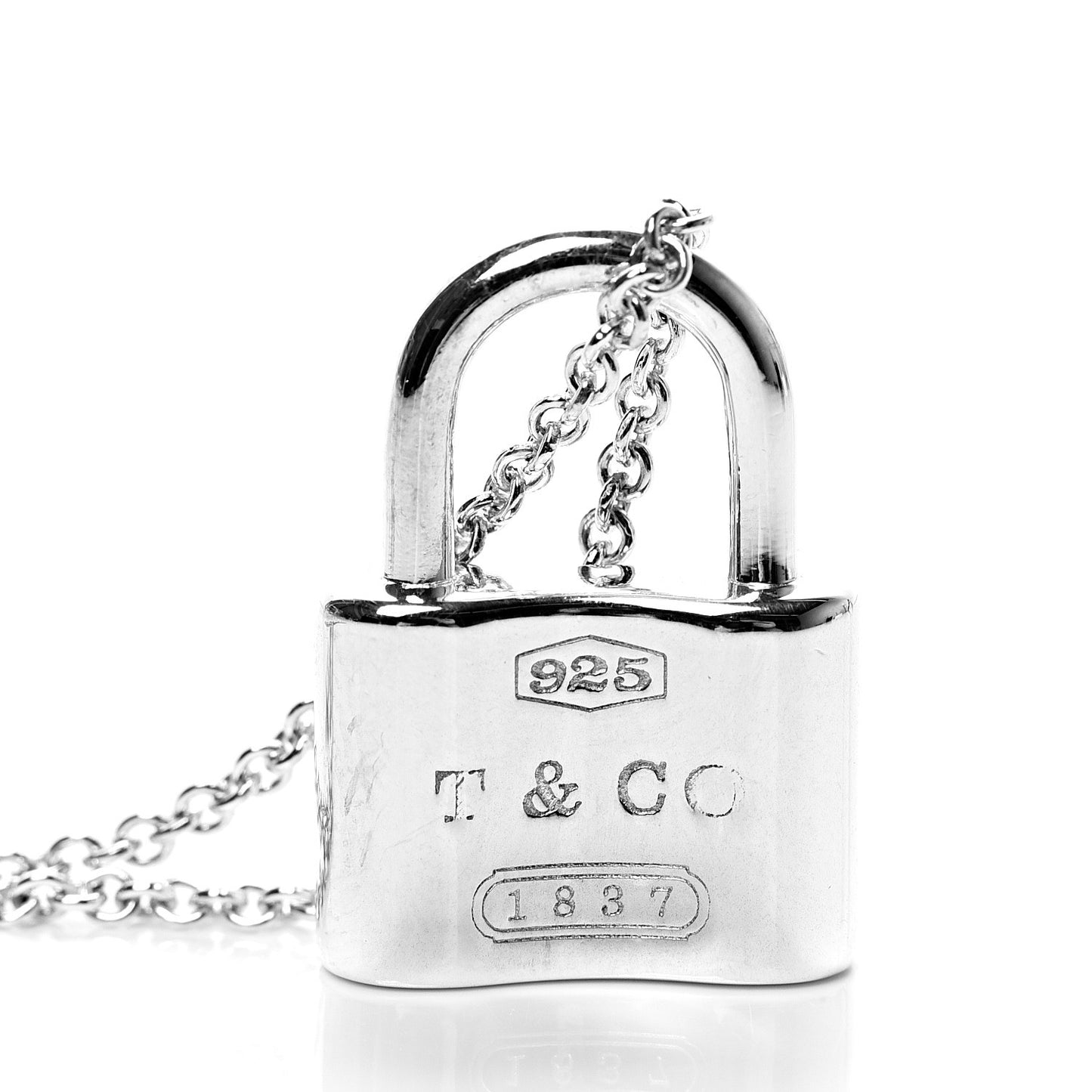 Sterling Silver 1837 Lock Charm Pendant Necklace