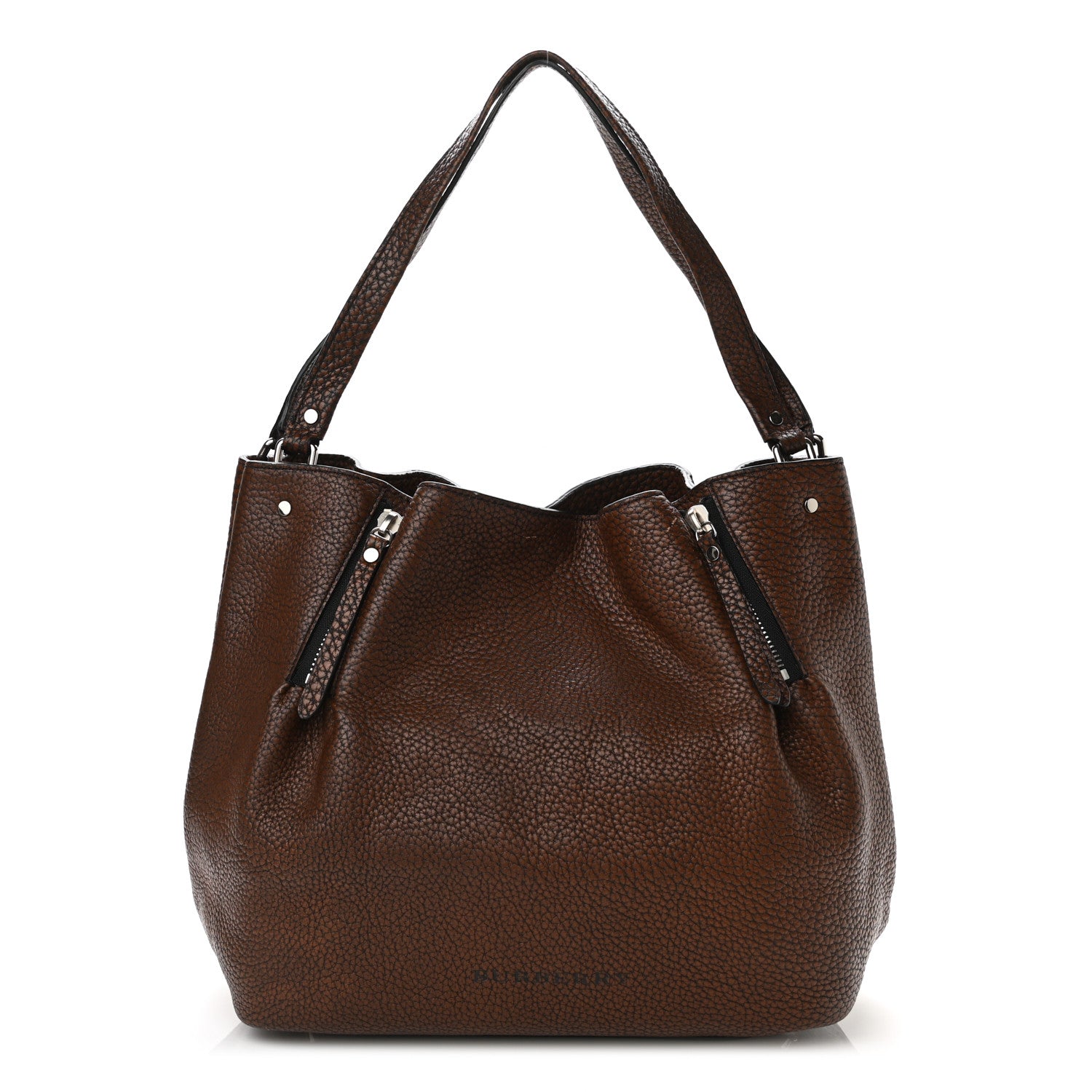 Burberry Grainy Calfskin House Check Medium Maidstone Dark Brown 1 of 14