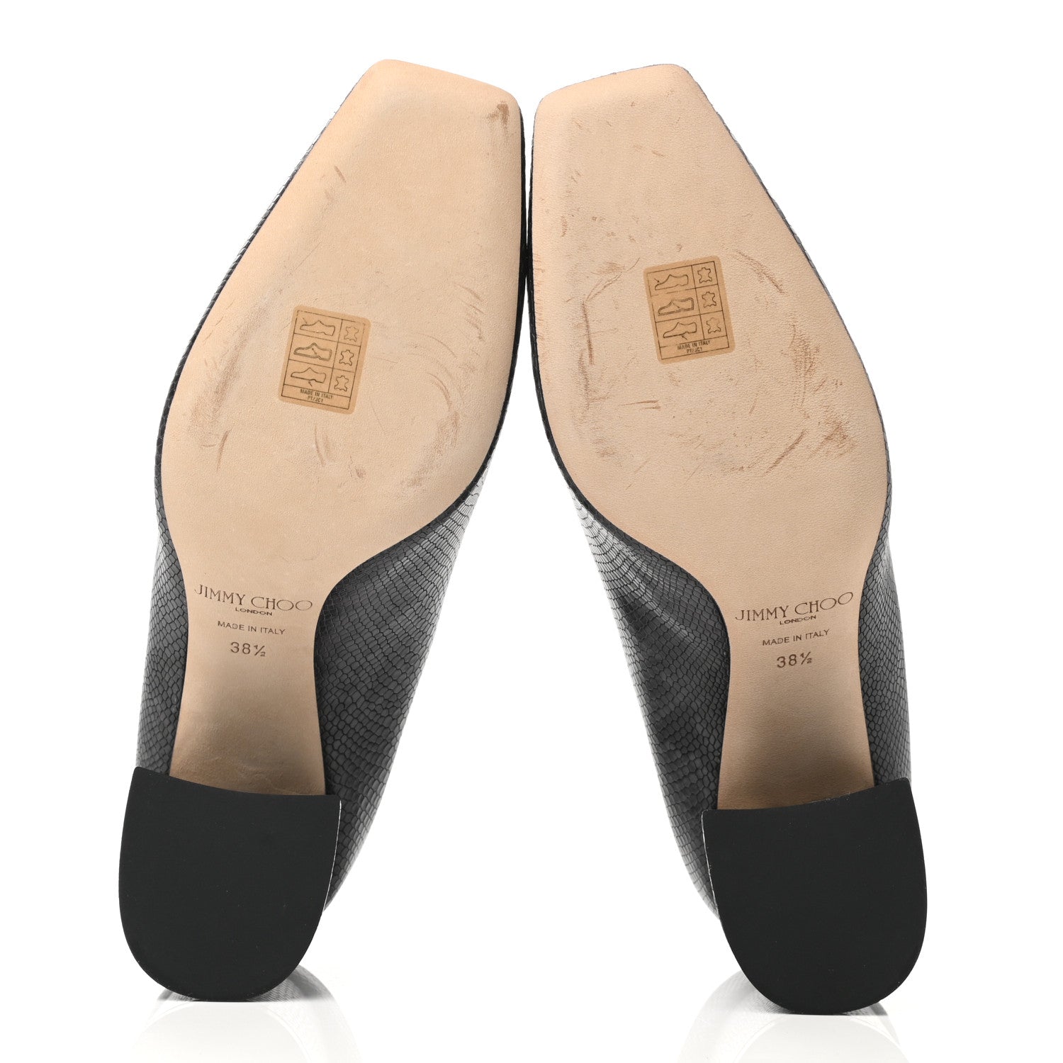 Jimmy Choo Calfskin Snakeskin Embossed Dianne Pump 38.5 Black 5 of 9