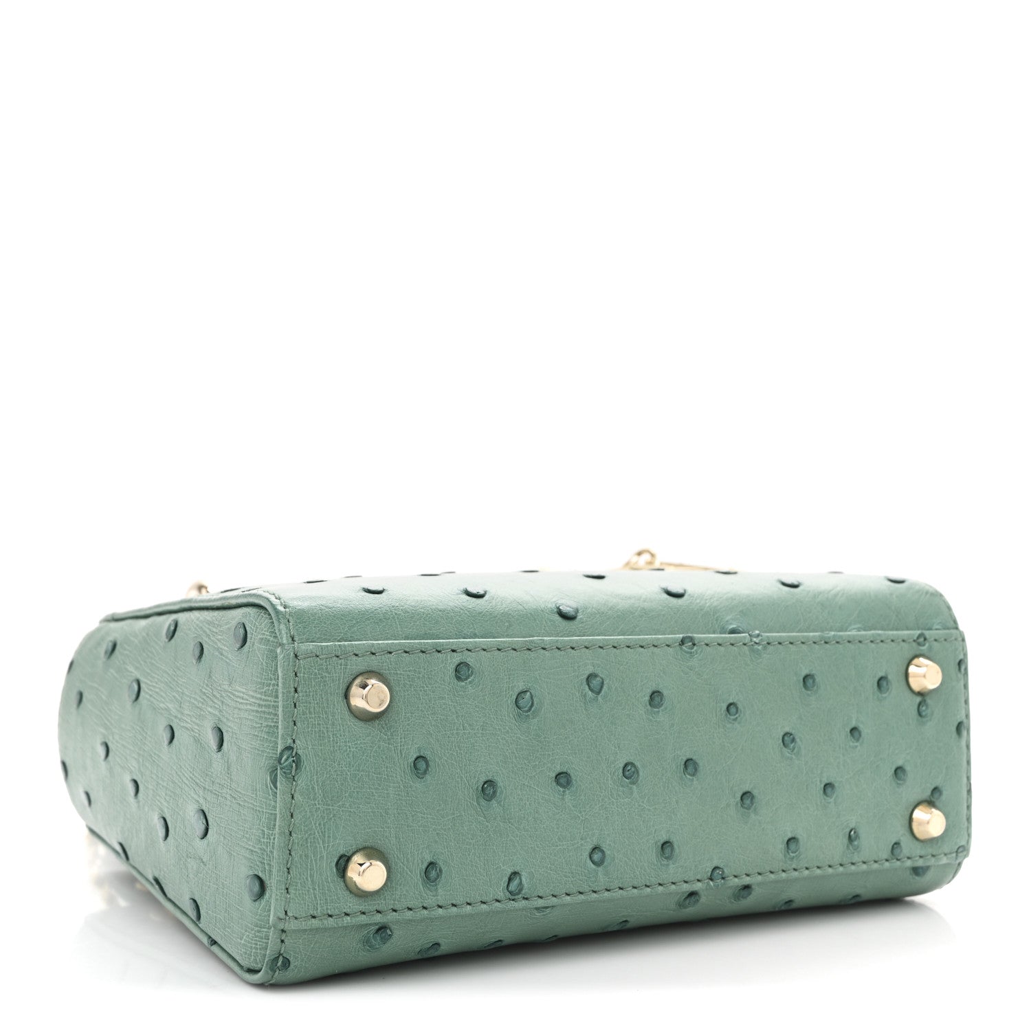 Christian Dior Ostrich Mini Lady Dior Green 4 of 11