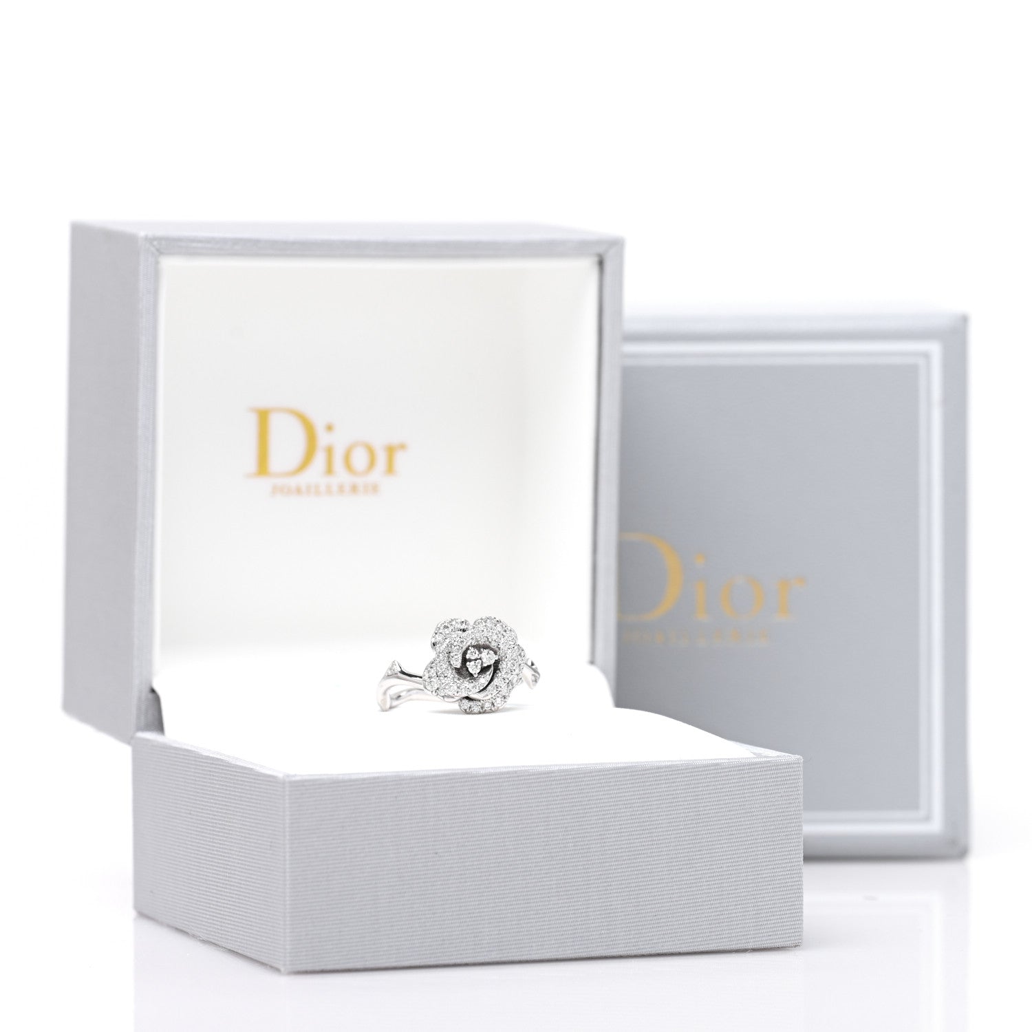 Christian Dior 18K White Gold Diamond Small Rose Dior Bagatelle