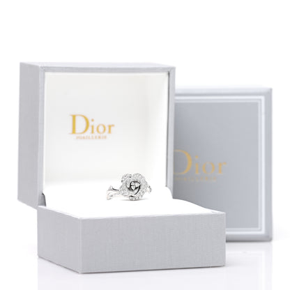 Christian Dior 18K White Gold Diamond Small Rose Dior Bagatelle Ring 54 7 5 of 5