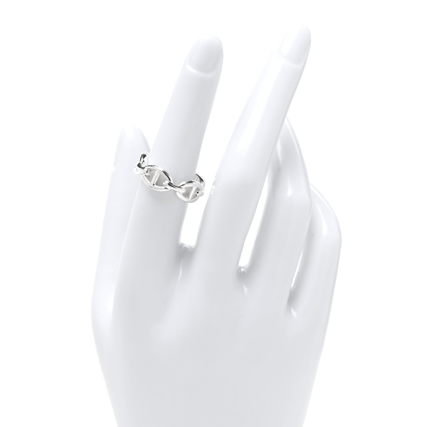 Sterling Silver PM Chaine d'Ancre Enchainee Band Ring 53 6.5