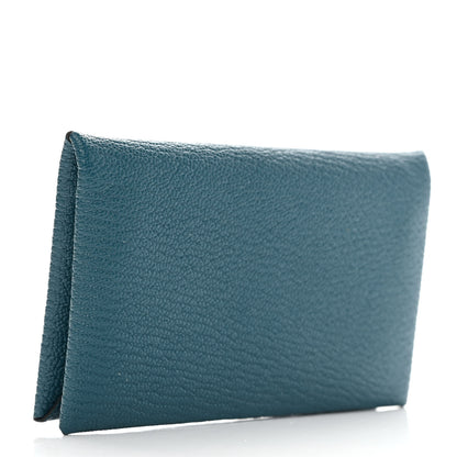 Hermes Chevre Mysore Calvi Card Case Vert Bosphore 3 of 8