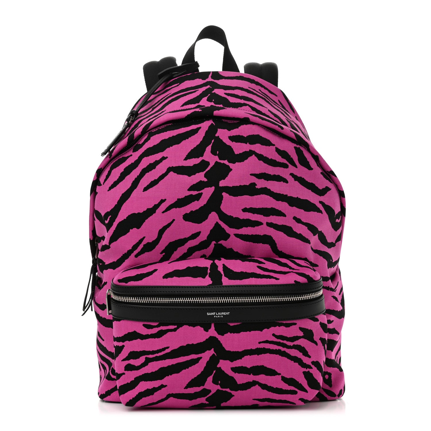 Saint Laurent Canvas Zebra Print City Backpack Pink Black 1 of 10
