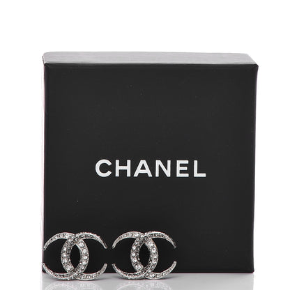 Chanel Crystal CC Moon Earrings Silver 6 of 6