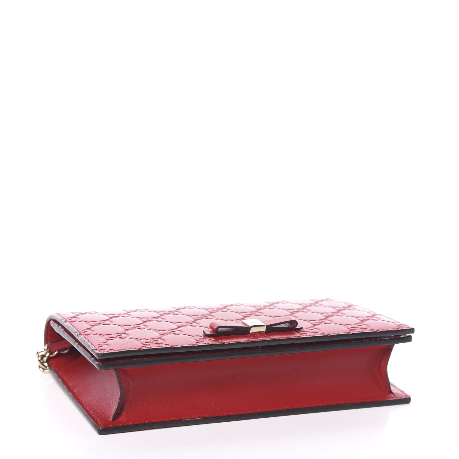Gucci Guccissima Signature Bowy Chain Wallet Hibiscus Red 3 of 8