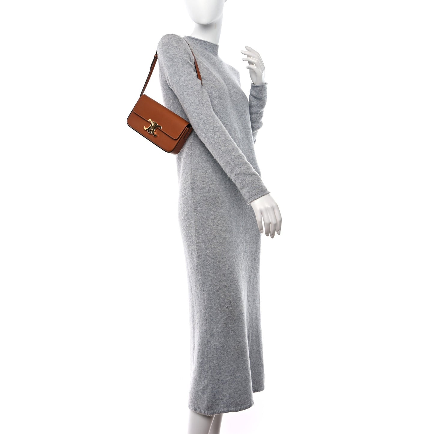 Natural Calfskin Triomphe Shoulder Bag Tan