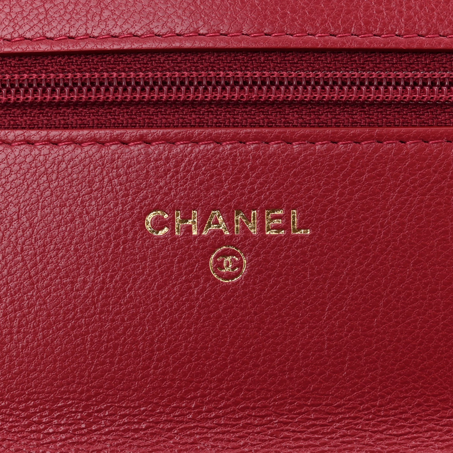 Shiny Goatskin Quilted Chanel 19 Wallet On Chain WOC Red
