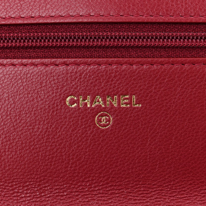 Chanel Shiny Goatskin Quilted Chanel 19 Wallet On Chain WOC Red 6 of 12