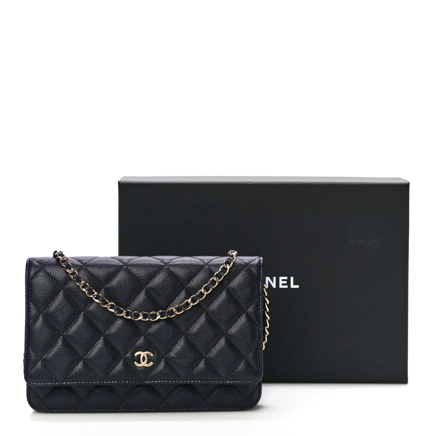 Chanel Caviar Quilted Wallet On Chain WOC Navy Blue 12 of 12