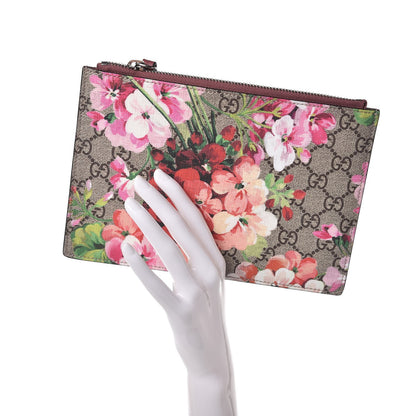 Gucci GG Supreme Monogram Blooms Small Zip Pouch Beige Multicolor Dry Rose 2 of 6