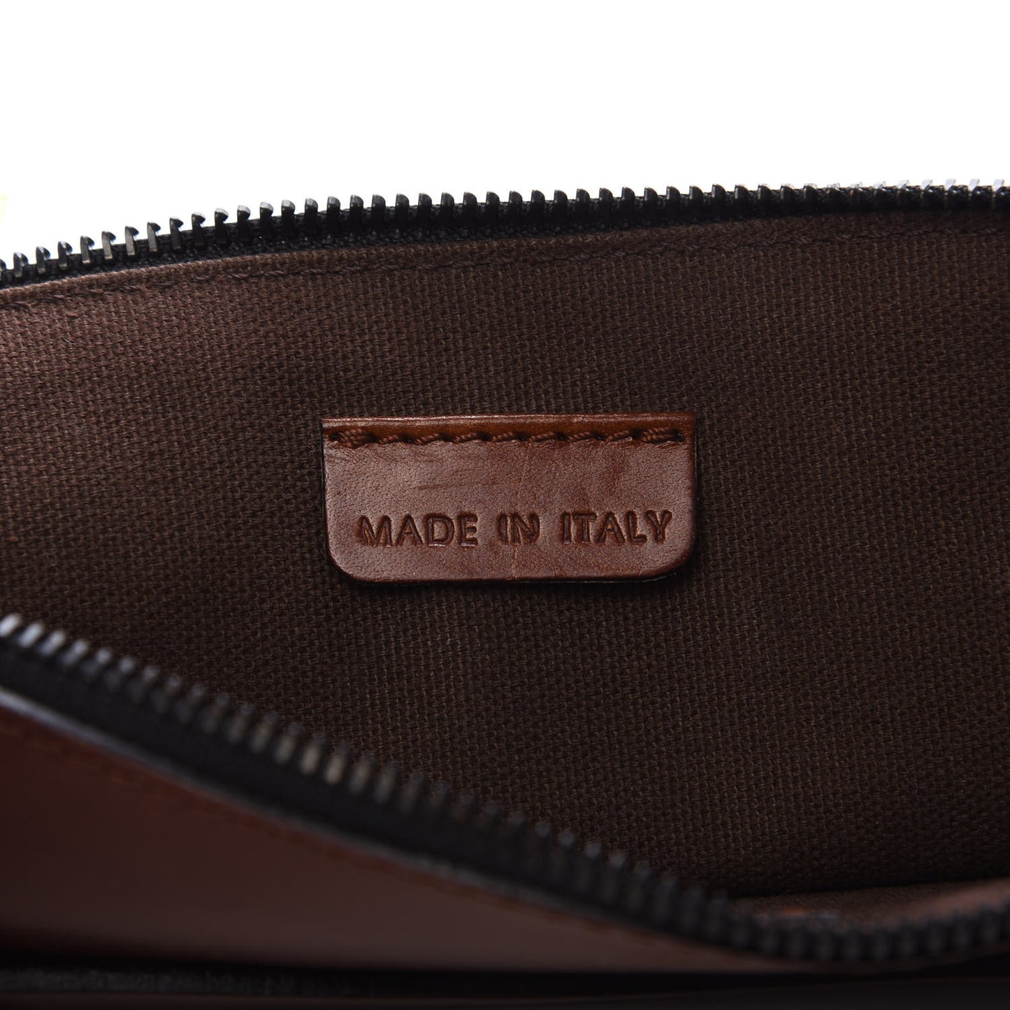 Bridle Calfskin House Check Zip Pouch Dark Tan