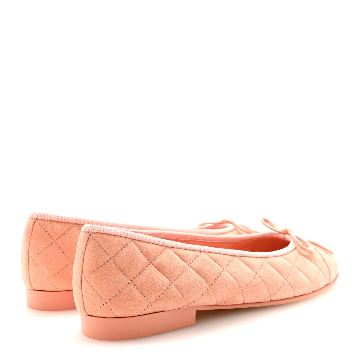 Chanel Suede Quilted Cap Toe CC Ballerina Flats 37 Light Orange 5 of 10