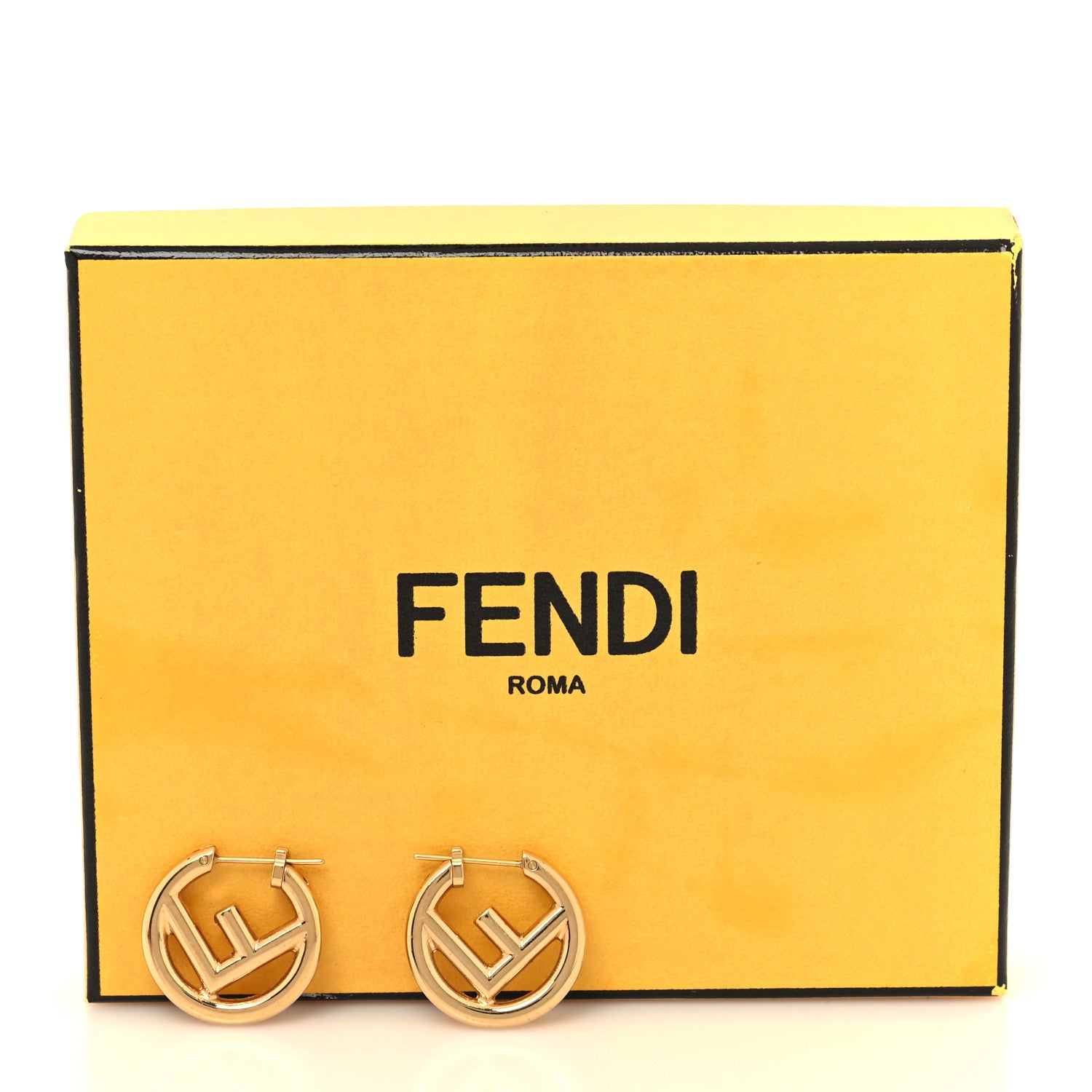 Fendi Metal FF Hoop Earrings Gold 5 of 5