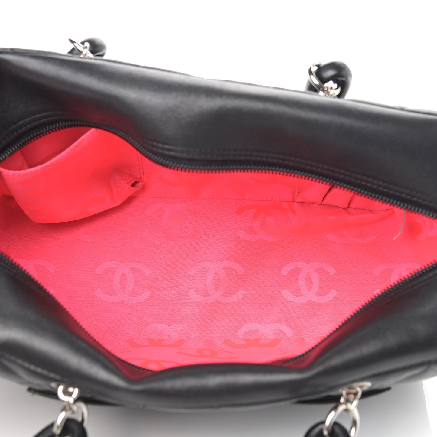 Calfskin Quilted Large Cambon Bowler Black White