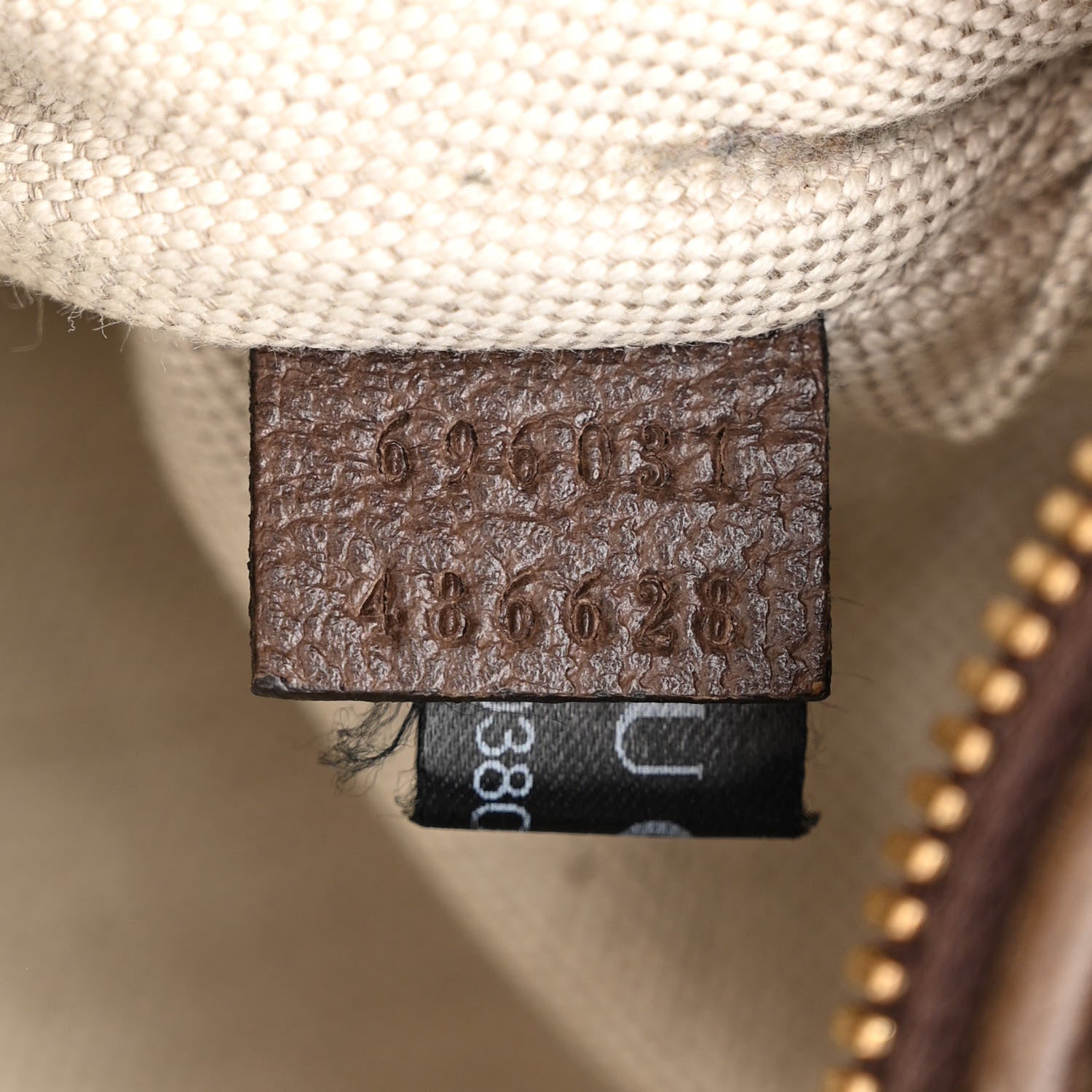 Gucci Monogram Jumbo GG Textured Dollar Calfskin Web Belt Bag Camel Ebony New Acero 7 of 13