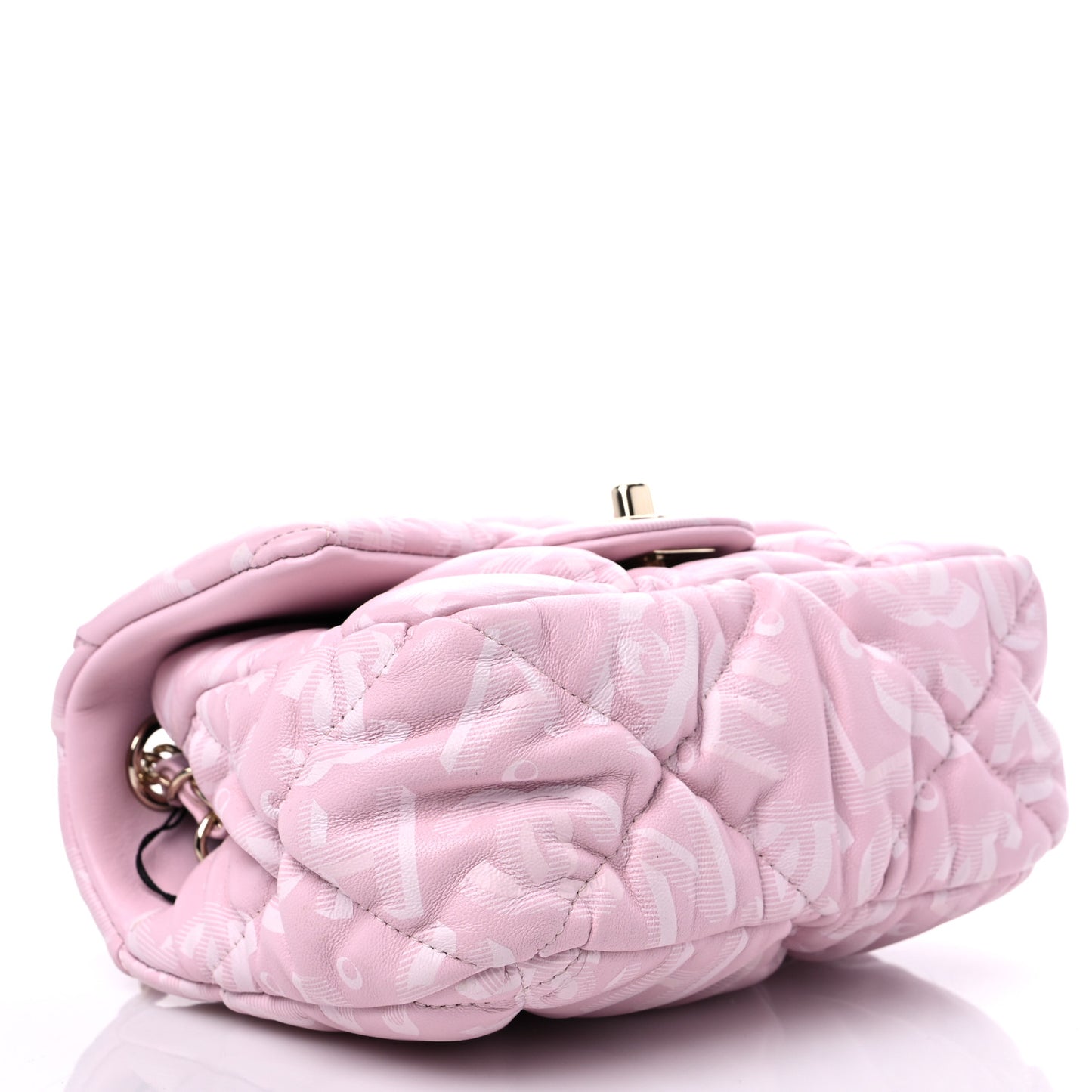 Printed Lambskin Quilted CC Mini Flap Pink