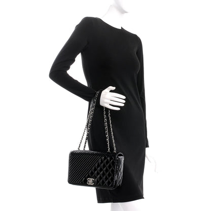 Chanel Patent Quilted Medium Coco Boy Flap Black 3 of 9
