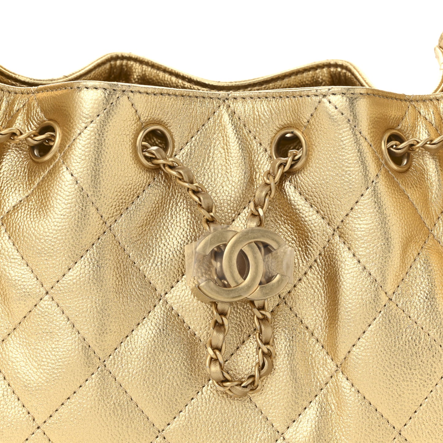 Metallic Caviar Quilted Mini Chanel 25 Handbag Gold