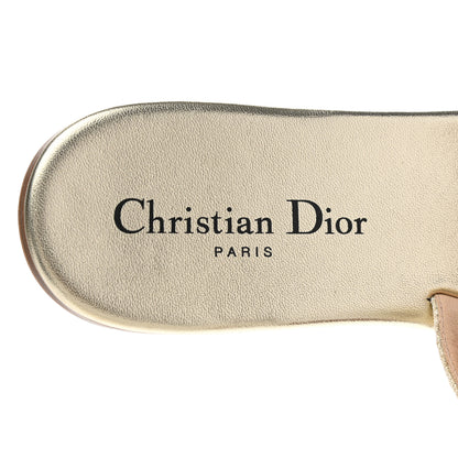 Christian Dior Metallic Cotton Embroidered Crystal Embellished Poison-D Sandal 37 Pale Gold 7 of 9