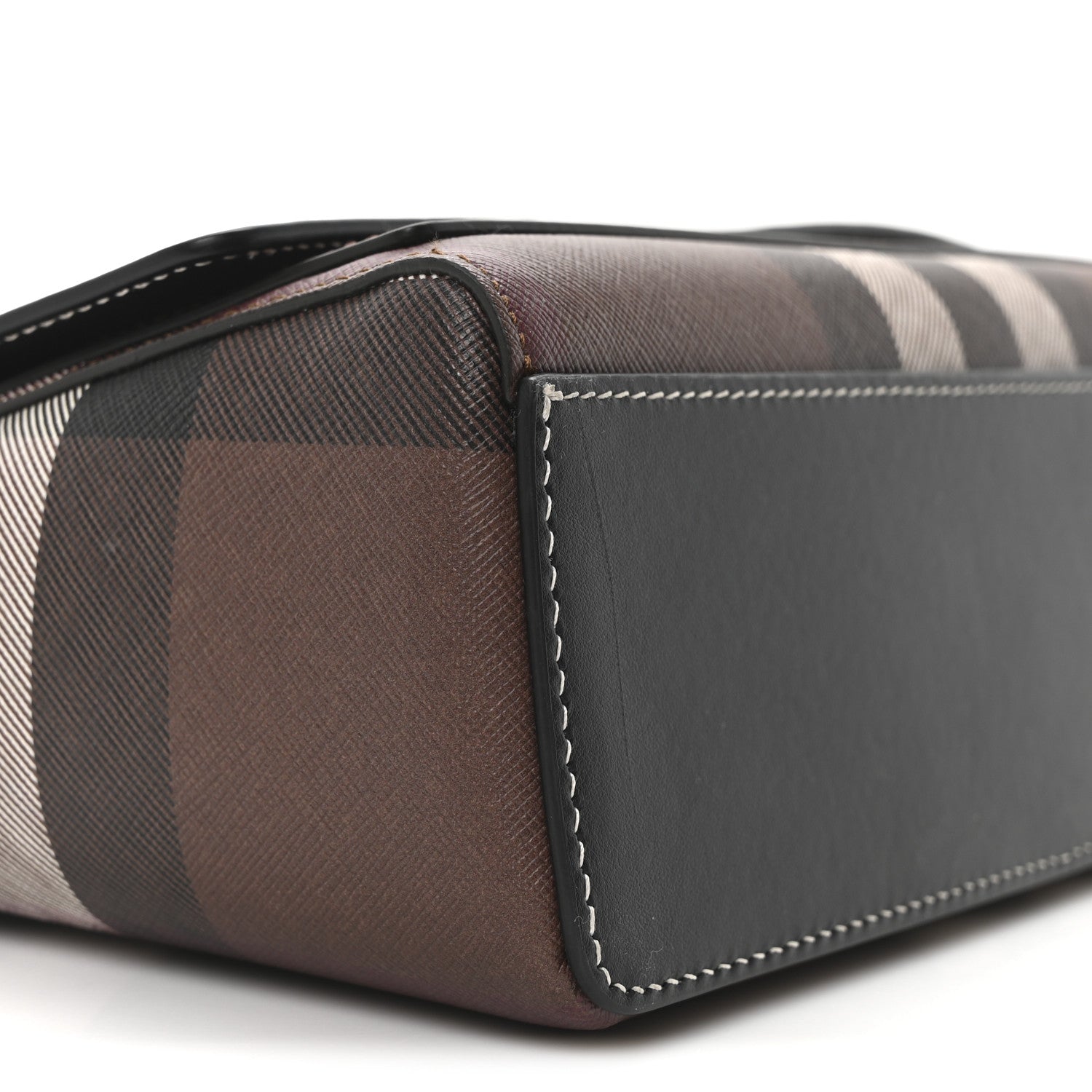Burberry Calfskin Giant Check E-Canvas Note Crossbody Bag Dark