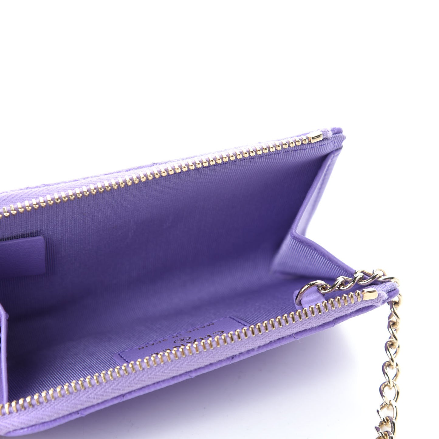 Caviar Quilted Zipped Key Holder Case Purple