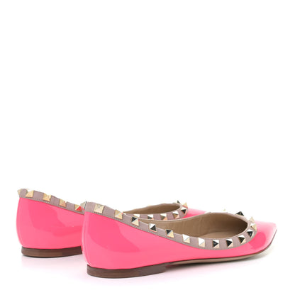 Valentino Garavani Patent Nappa Rockstud Ballerina Flats 38.5 Fuxia Fluo Poudre 3 of 13