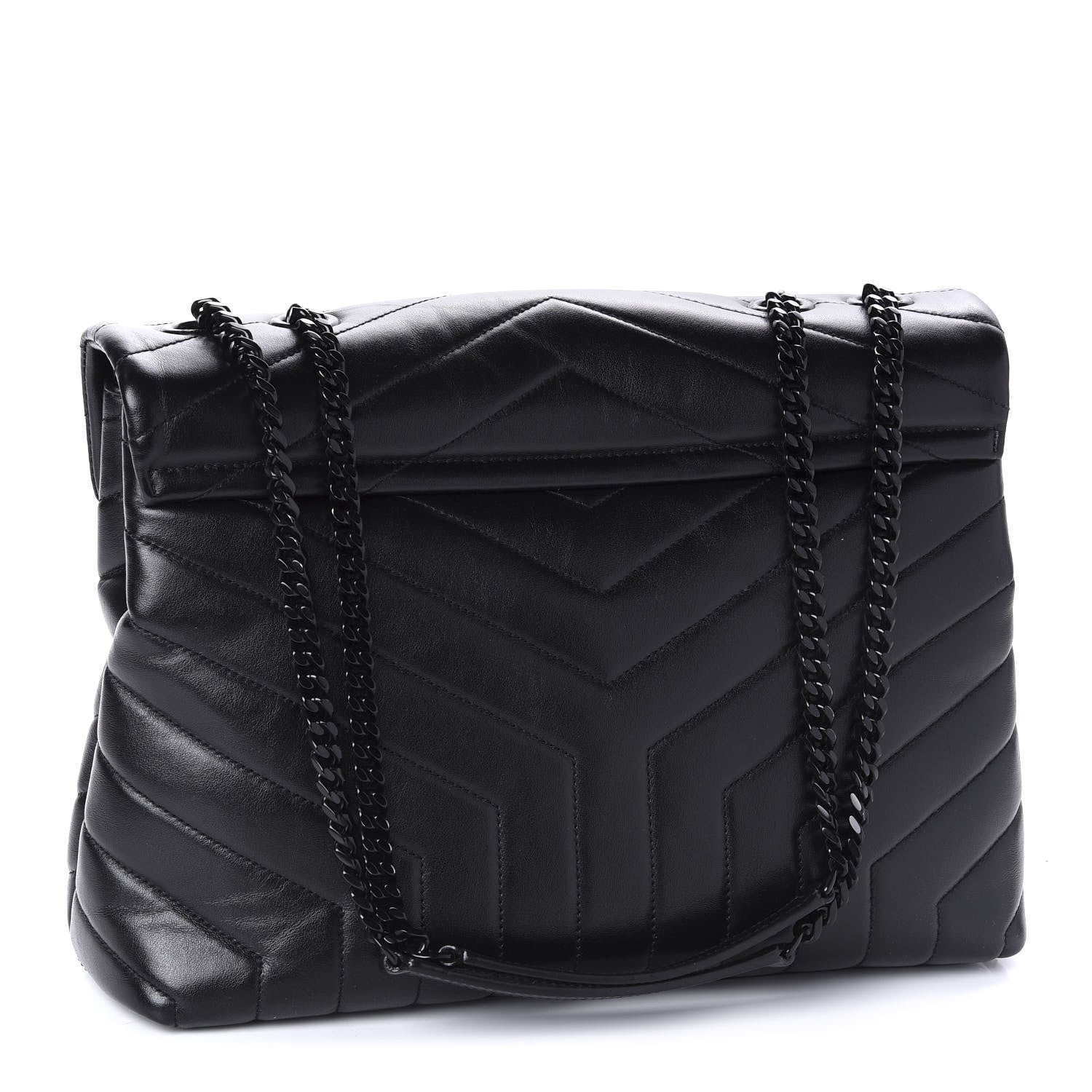 Saint Laurent Calfskin Y Quilted Monogram Medium Loulou Chain Satchel Black 3 of 11