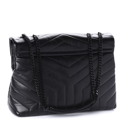 Saint Laurent Calfskin Y Quilted Monogram Medium Loulou Chain Satchel Black 3 of 11