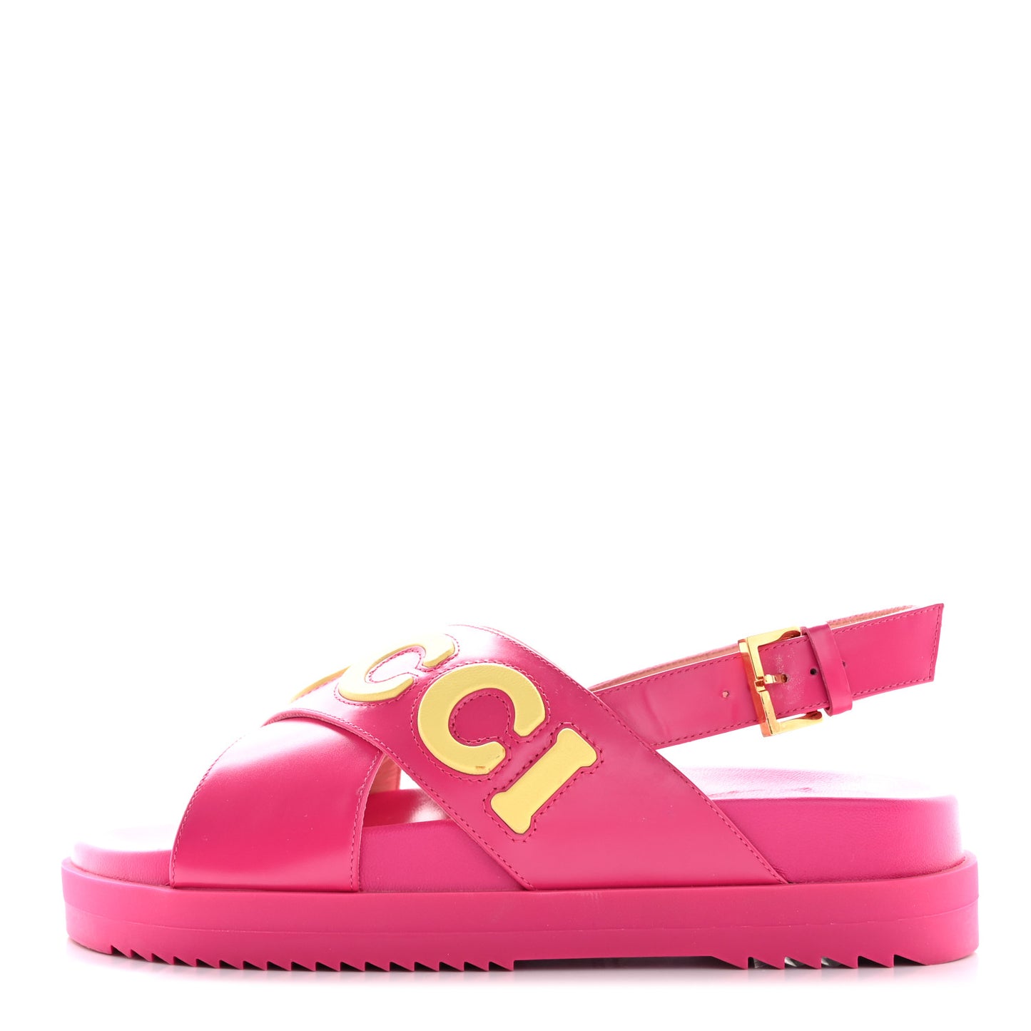 Calfskin Elizabeth Nappa Charlotte Logo Slingback Sandals 37.5 Fancy Fuchsia