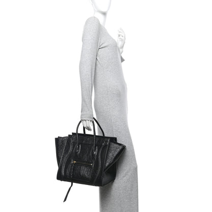 Celine Crinkled Patent Calfskin Medium Phantom Luggage Black 2 of 11