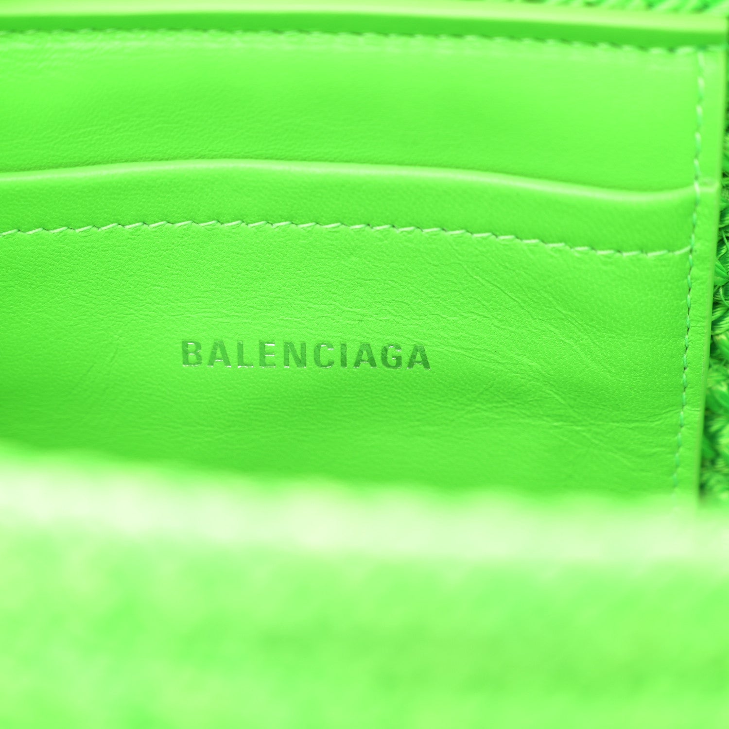 Balenciaga Nylon Lambskin Woven Mini Ibiza Basket With Strap Acid Green 6 of 10