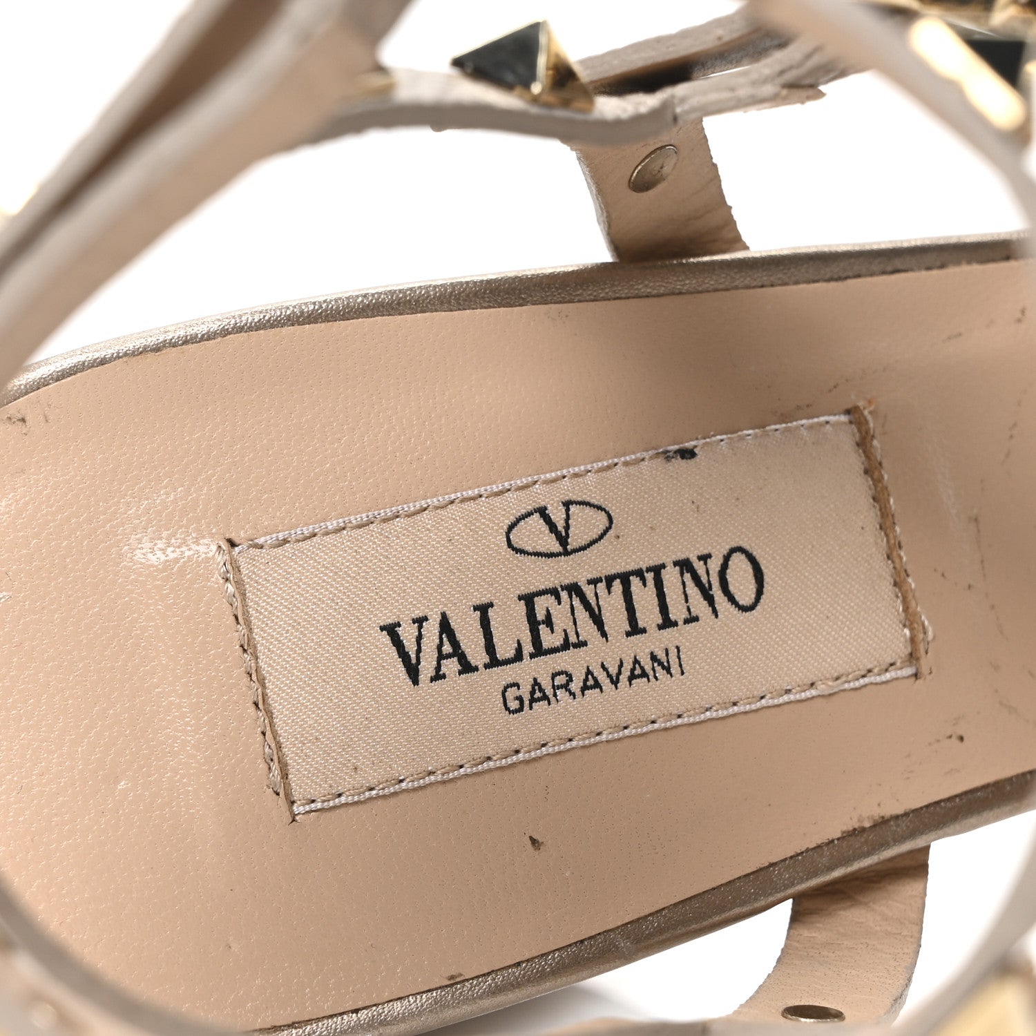 Valentino Garavani Metallic Calfskin Rockstud 90mm City Sandals 38.5 Antique Brass 8 of 9